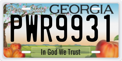 GA license plate PWR9931