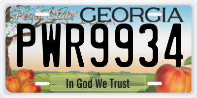 GA license plate PWR9934