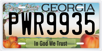GA license plate PWR9935