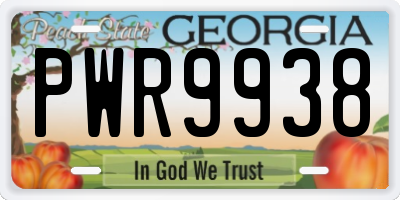 GA license plate PWR9938