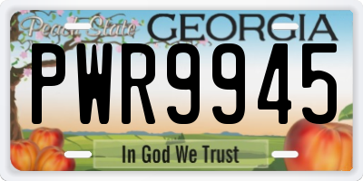 GA license plate PWR9945
