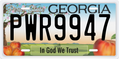 GA license plate PWR9947