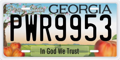 GA license plate PWR9953