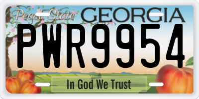 GA license plate PWR9954