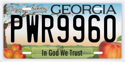 GA license plate PWR9960
