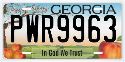 GA license plate PWR9963