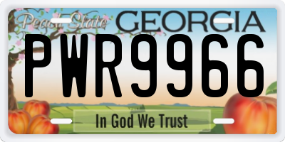 GA license plate PWR9966