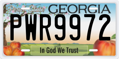 GA license plate PWR9972
