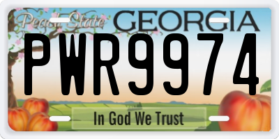 GA license plate PWR9974