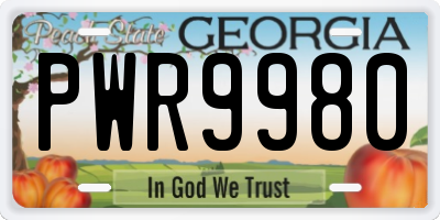 GA license plate PWR9980