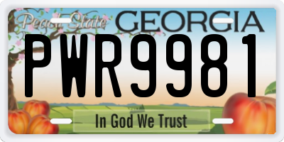 GA license plate PWR9981