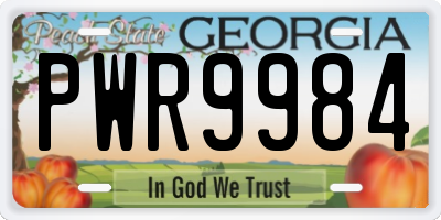 GA license plate PWR9984