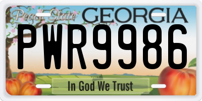 GA license plate PWR9986