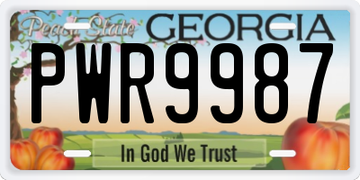 GA license plate PWR9987