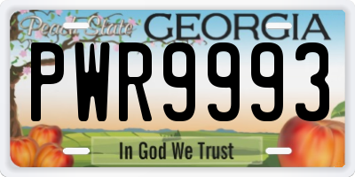 GA license plate PWR9993