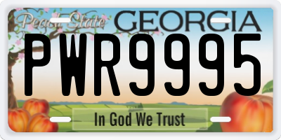 GA license plate PWR9995