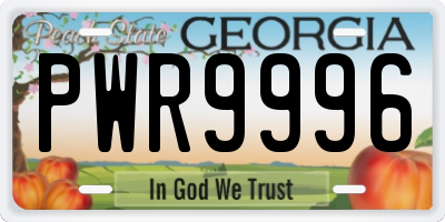 GA license plate PWR9996