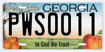 GA license plate PWS0011
