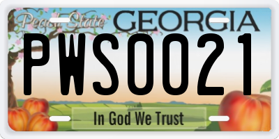 GA license plate PWS0021