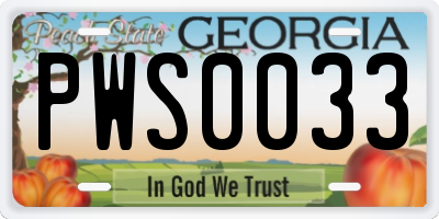 GA license plate PWS0033