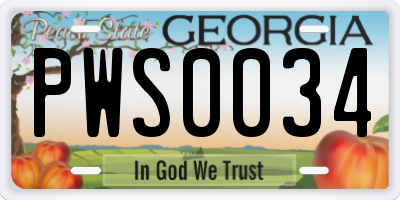 GA license plate PWS0034
