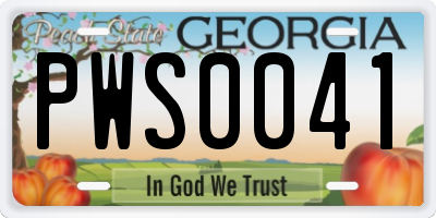 GA license plate PWS0041