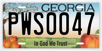 GA license plate PWS0047