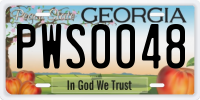 GA license plate PWS0048