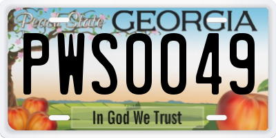 GA license plate PWS0049