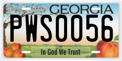 GA license plate PWS0056