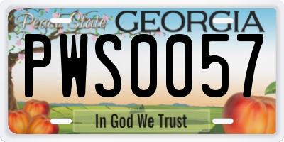 GA license plate PWS0057