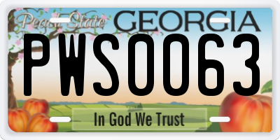 GA license plate PWS0063