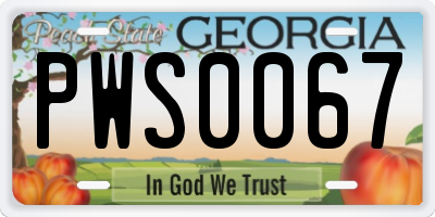 GA license plate PWS0067