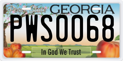 GA license plate PWS0068