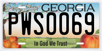 GA license plate PWS0069