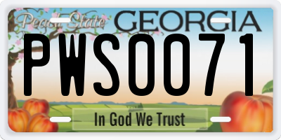 GA license plate PWS0071