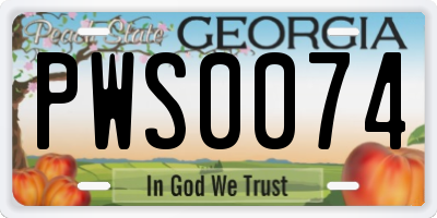 GA license plate PWS0074