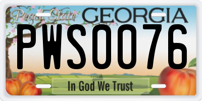 GA license plate PWS0076