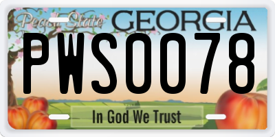 GA license plate PWS0078