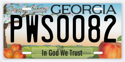 GA license plate PWS0082