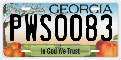 GA license plate PWS0083
