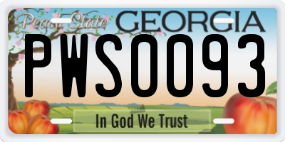 GA license plate PWS0093