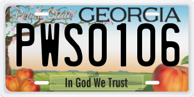 GA license plate PWS0106