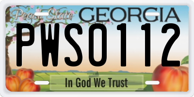 GA license plate PWS0112