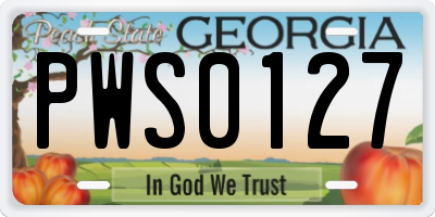 GA license plate PWS0127