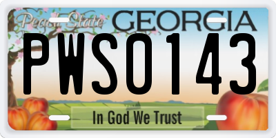 GA license plate PWS0143
