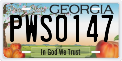 GA license plate PWS0147