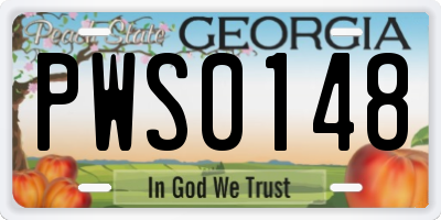 GA license plate PWS0148