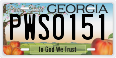 GA license plate PWS0151