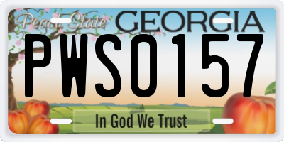 GA license plate PWS0157
